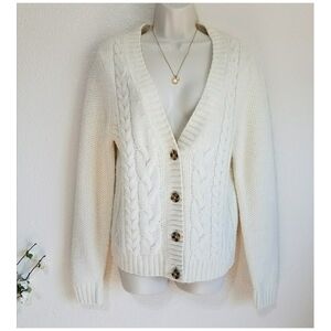 GAP Wool Blend Cable Knit Cardigan